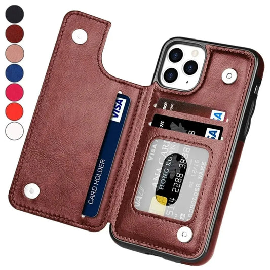 Leather Wallet Case for iPhone 15 14 13 12 11 Pro Max Mini Wallet Case XR X XS Max 8 7 6S 6 Plus SE 2022 2020 Card Holder Flip