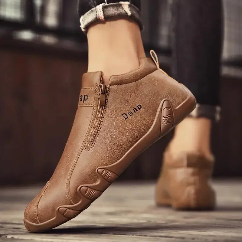 2027 New Casual Shoes for Men, Luxury Round Toe Men Ankle Boots, Light Slip-on Walking Shoes, High Top Sneakers