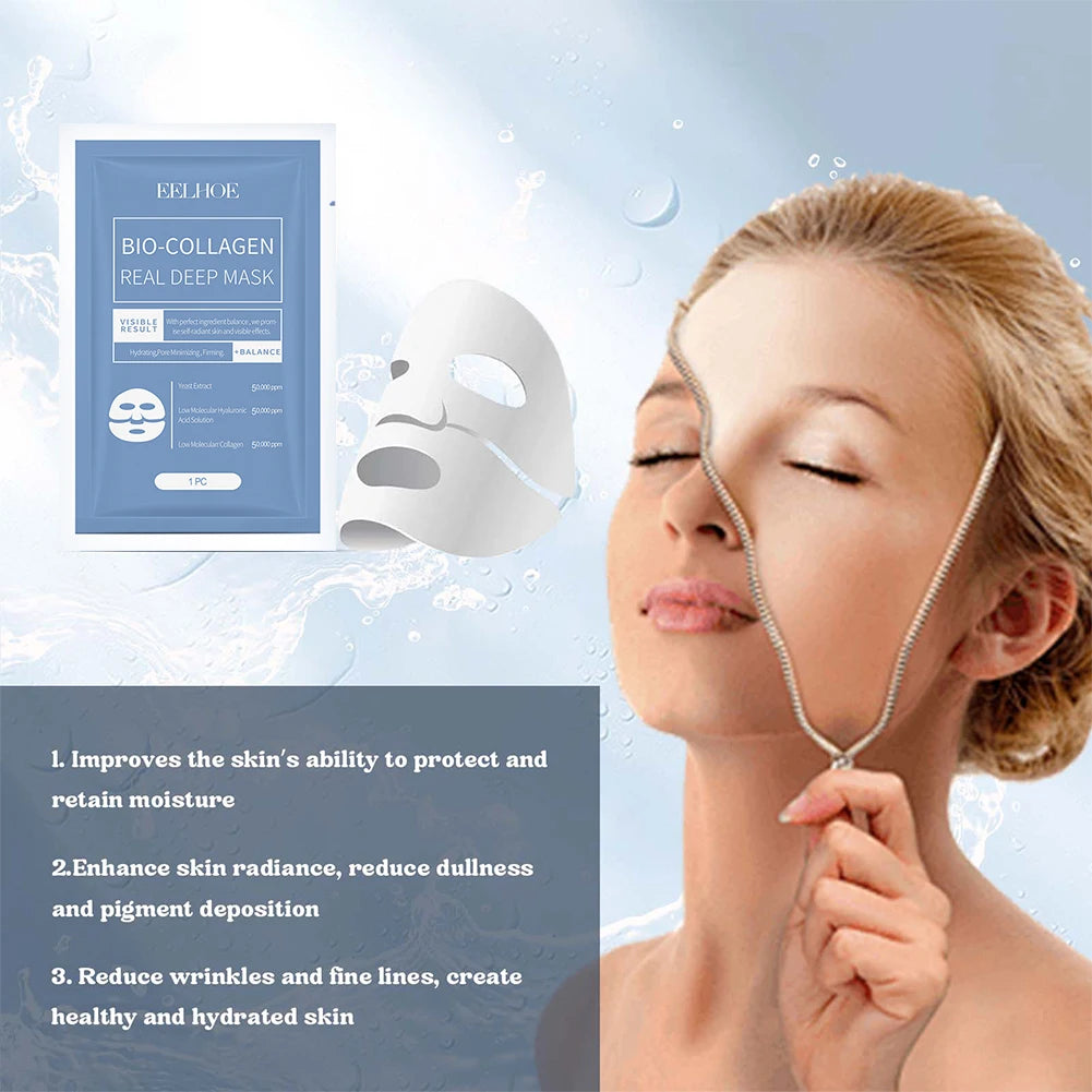 Bio Collagen Real Deep Moisturizing Mask Anti-Wrinkle Lifting Face Mask Hydrolyze Collagen Soluble Sheet Mask