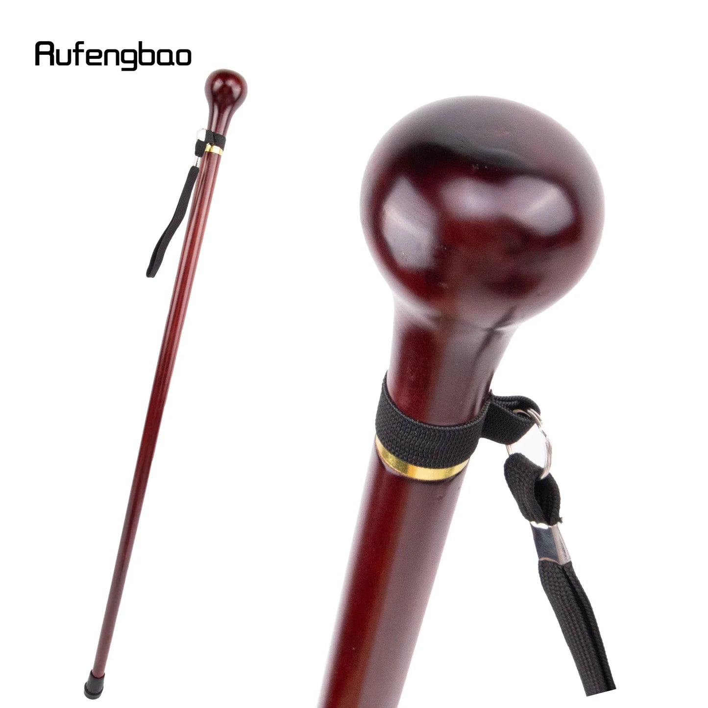 Red Round Wooden Traditional Fashion Walking Stick Decorative Cospaly Party Wood Walking