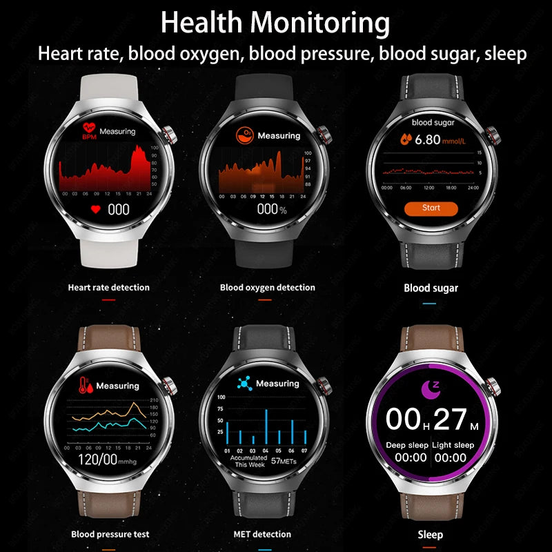 2024 New GPS Smart Watch Men GT4 Pro 360*360 HD Screen Heart rate IP68 Waterproof Blood Sugar Smartwatch BT Call NFC Watch 4 Pro - Hiron Store