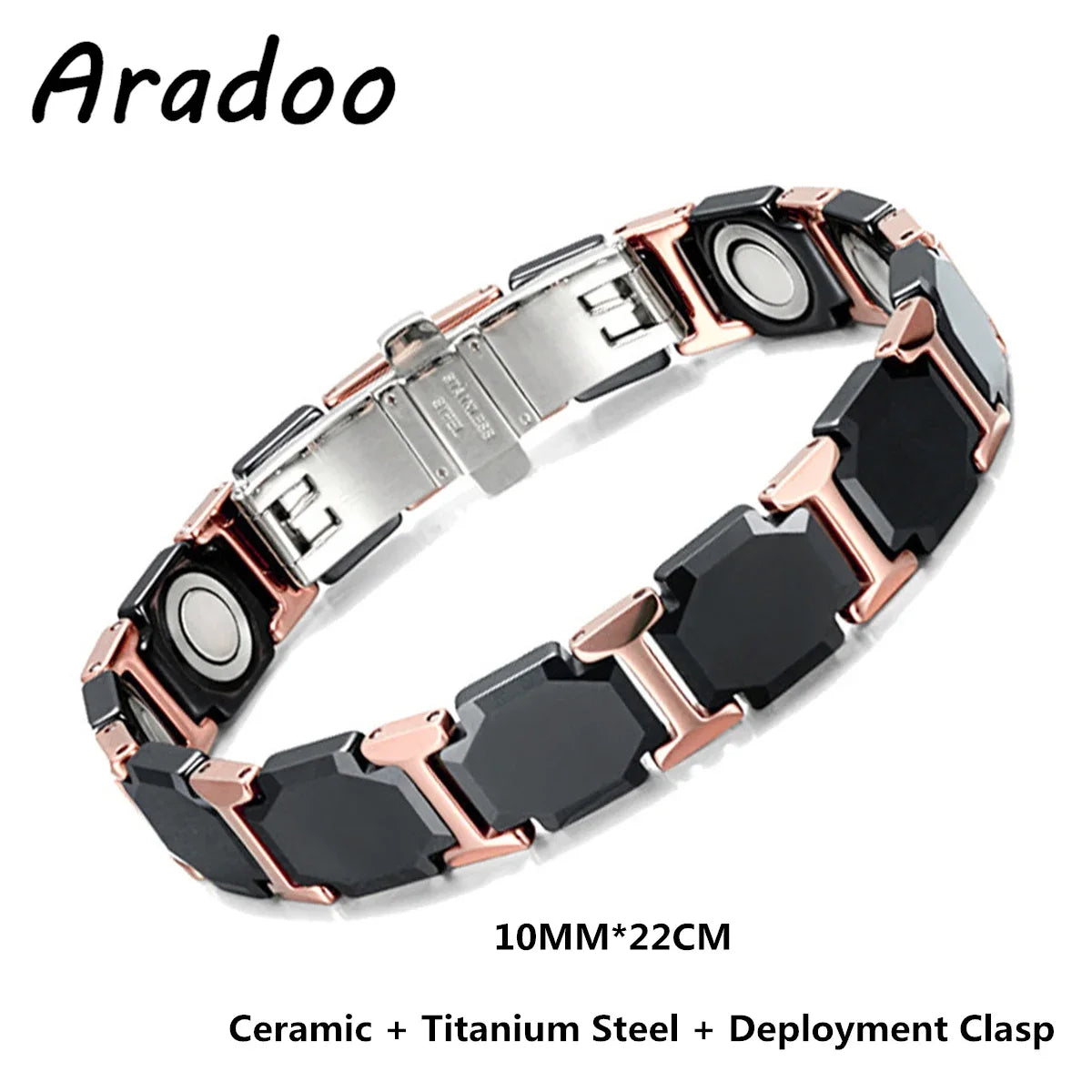 Ceramic Titanium Steel Bracelet Hematite Magnetic Stainless Steel Adjustable Bracelets - Hiron Store