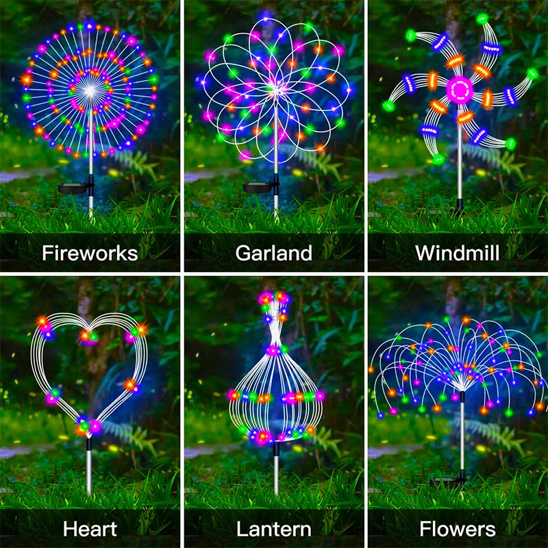 Solar Firework LED Stake Lights Outdoor Garden Pathway Decor Waterproof Fairy Light Yard Lawn Patio Landscape Lamp