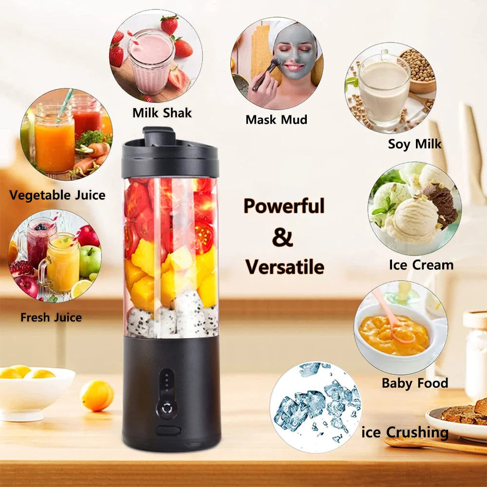 Mini Portable Blender Electric Fruit Juicer Smoothie Orange Fresh Juice Blender Multifunction Rechargeable Portable Bottle Mixer - Hiron Store