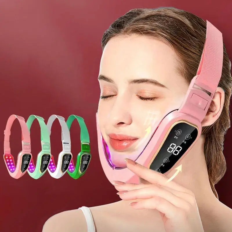 Facial Lifting Device LED Photon Therapy Facial Slimming Vibration Massager Heated Double Chin V Face Massager