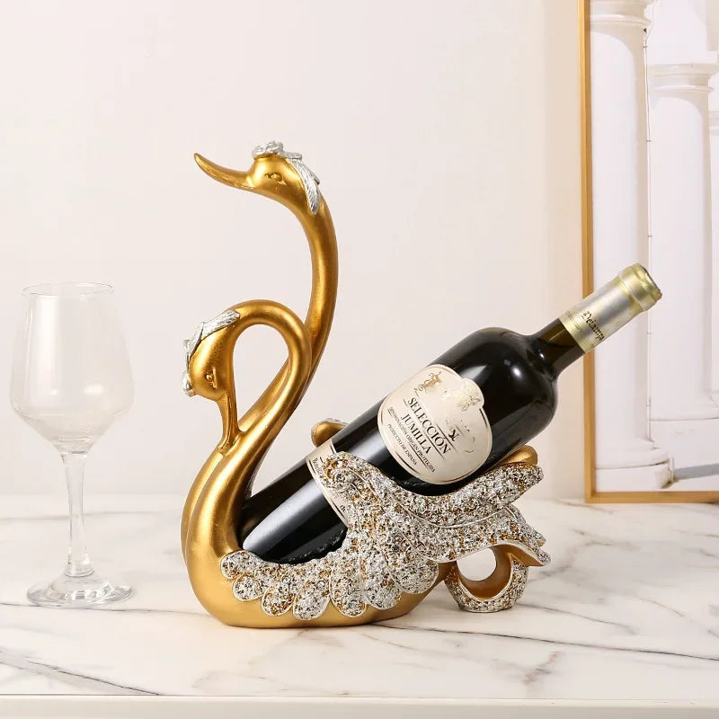 Creative Couple Swan Wine Rack Love At First Sight Simple Resin Suitable for Home Decoration Ornaments