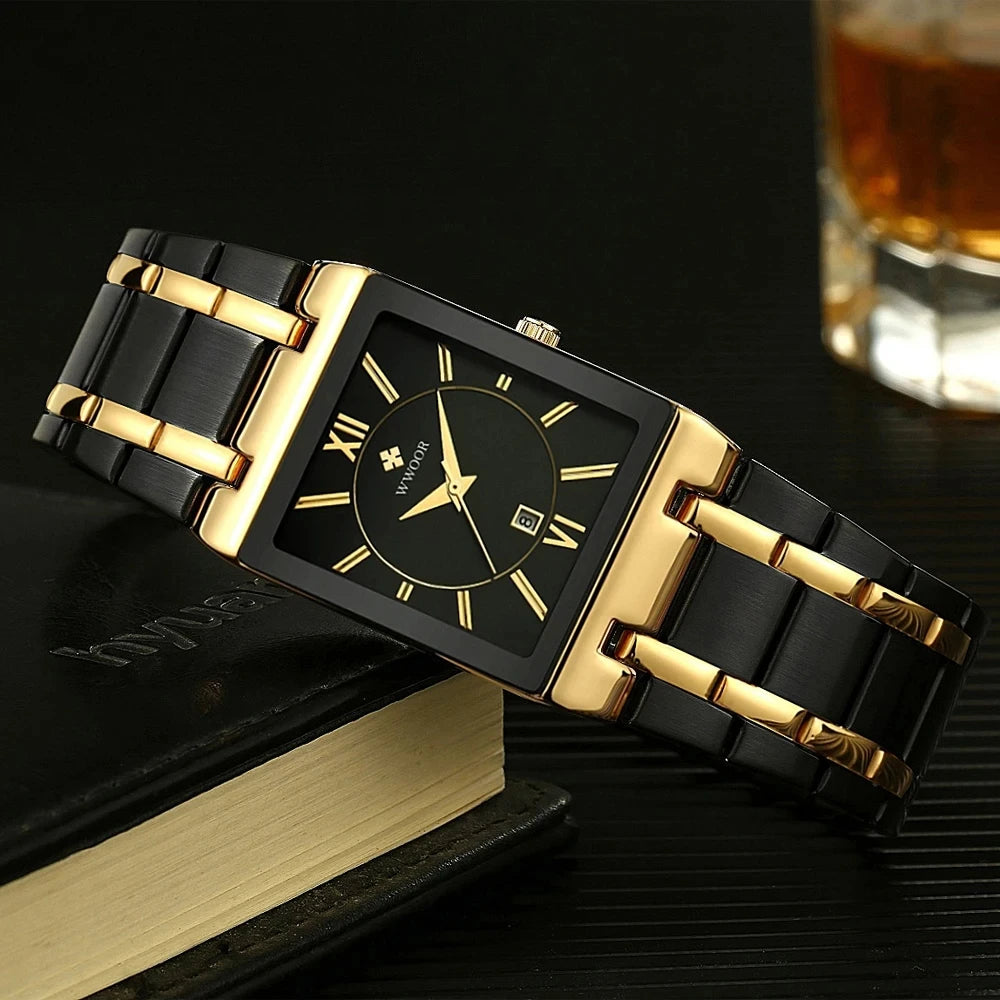 Men's Watches Luxury Wrist Watch Quartz Square Waterproof Clock