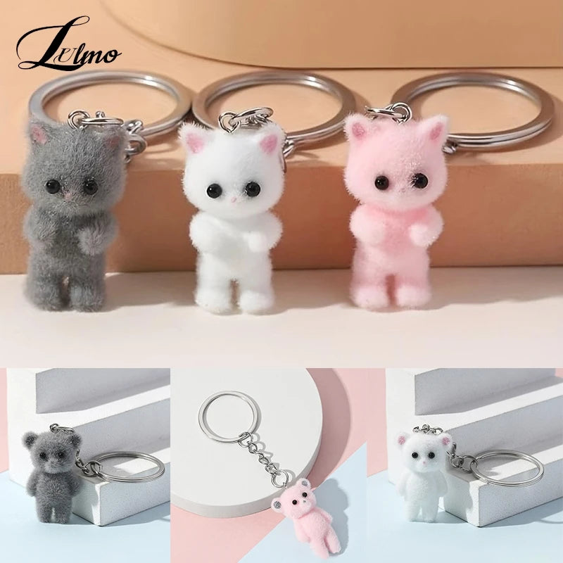 3D Cartoon Cats Keychain Pendant Bear Key Holder For Women And Men