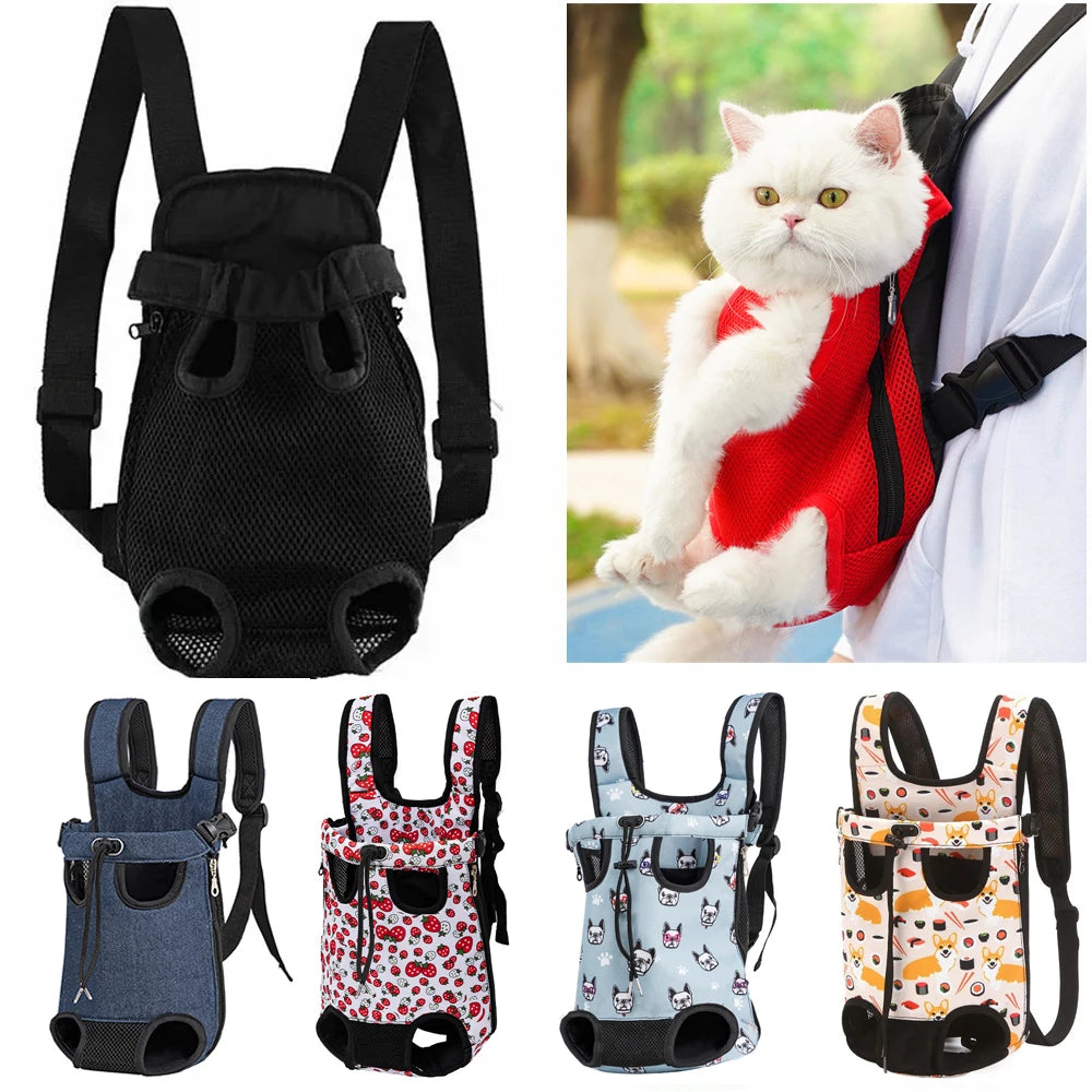 Adjustable Cat Dog Carrier Bags Pet Double Shoulder Backpack Portable Chest Strap Bag