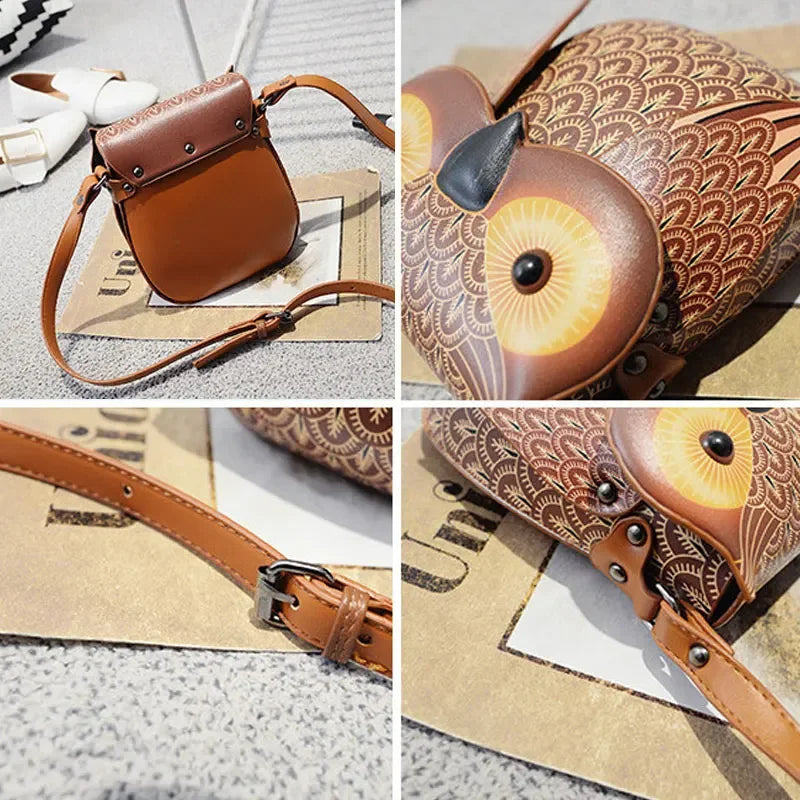 YoReAi Women Shoulder Bag Cute Owl PU Leather Small Crossbody Bag Casual Handbag Girls Messenger Pack