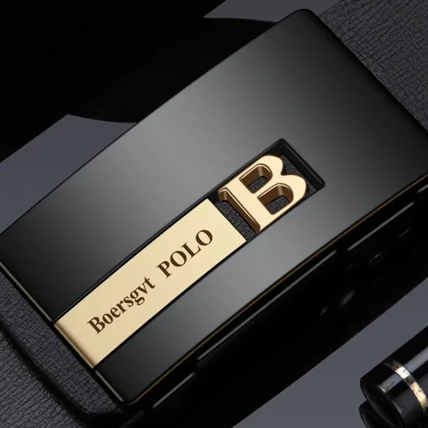 Paul's Personalized Genuine   Men's Leather Belt, with Automatic Buckle Men's Pants  Belt, Waist Belt No Tooth Automatic Buckle