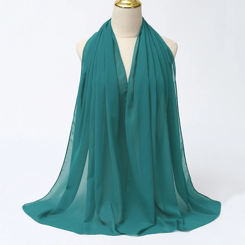Muslim Chiffon hijab Scarf Long Solid Color Head Wrap Women's Hijabs & Scarves Jersey Hijab Veil