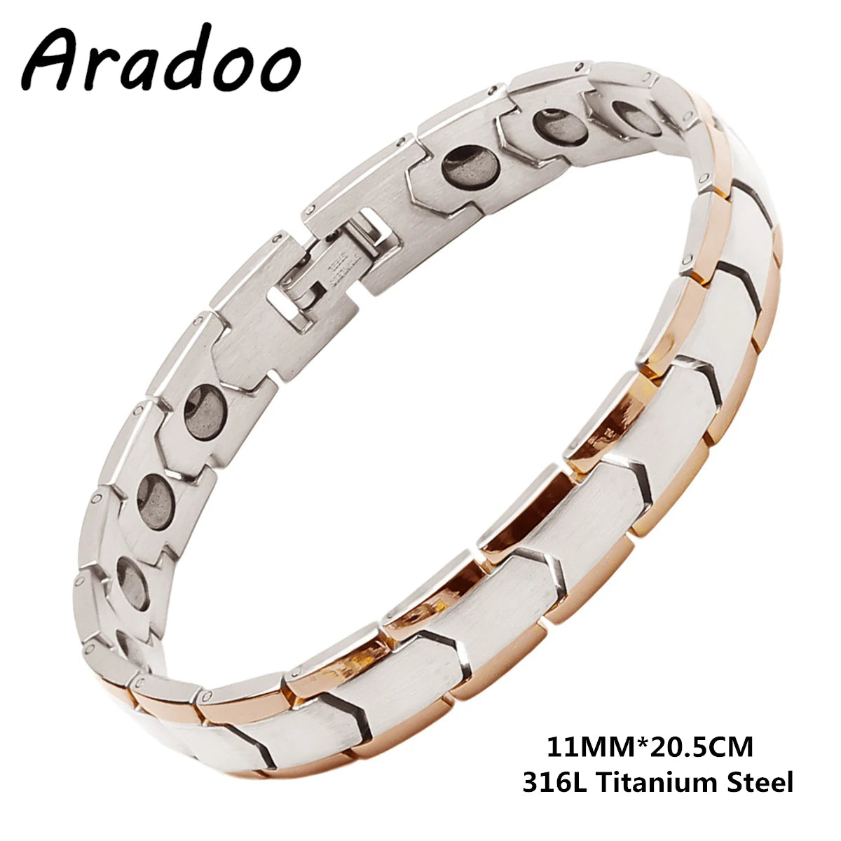 Titanium Steel Zirconia Bracelet Classic Retro Light Luxury Magnetic Therapy Bracelets - Hiron Store