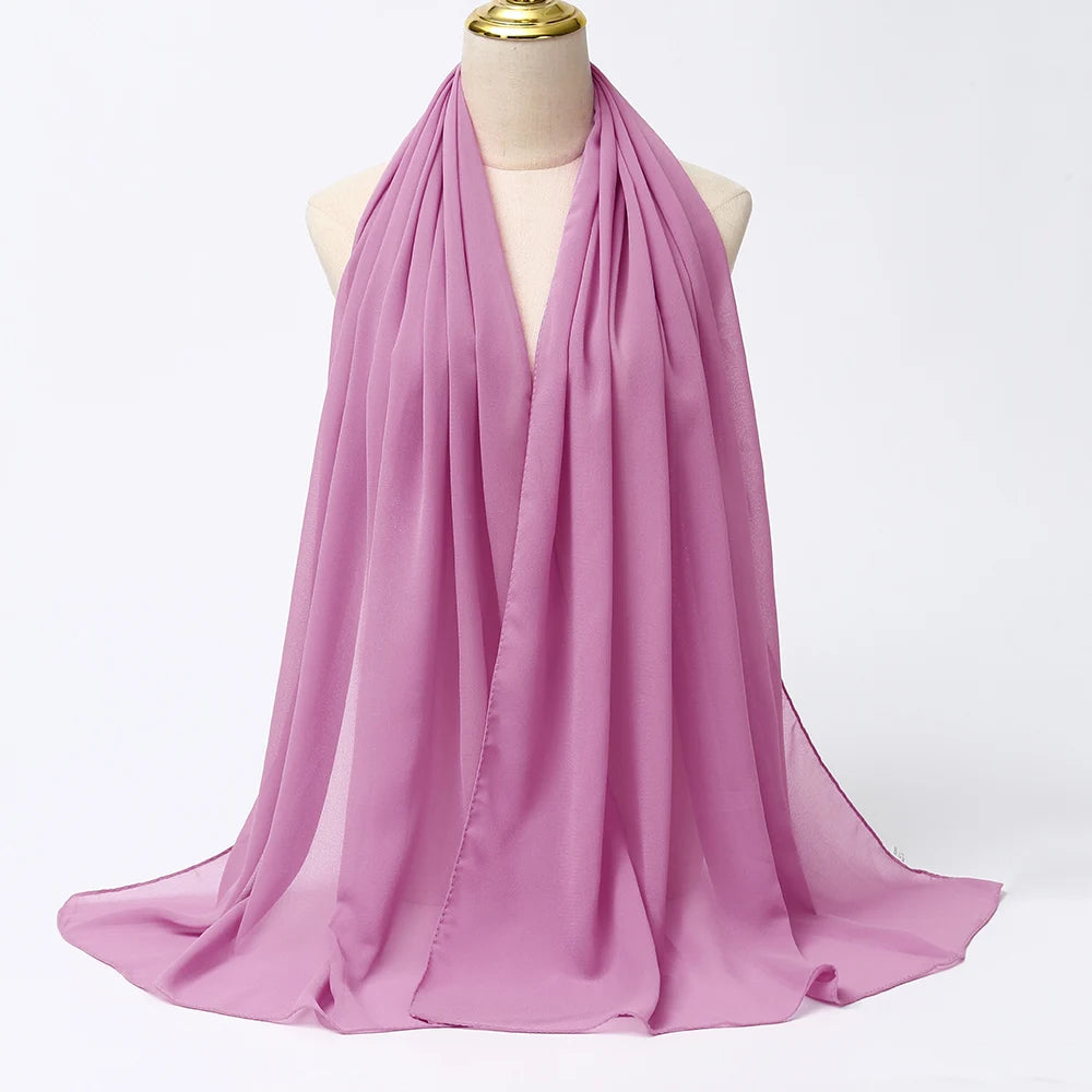 Muslim Chiffon hijab Scarf Long Solid Color Head Wrap Women's Hijabs & Scarves Jersey Hijab Veil