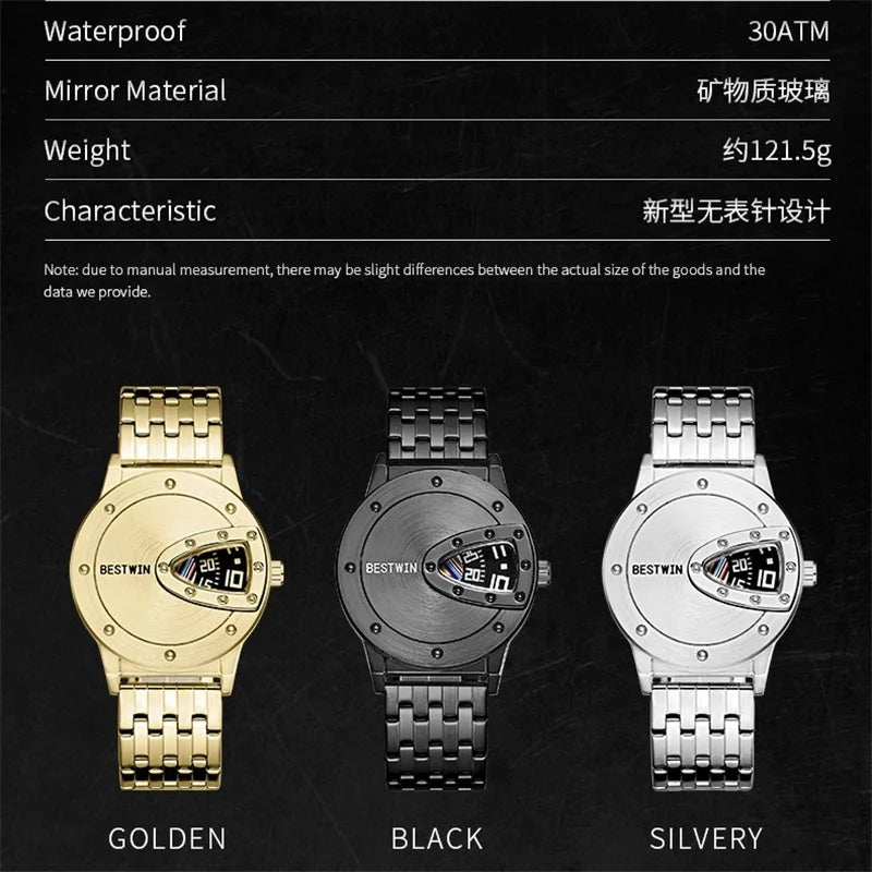 Luxury Men's Wrist Watch Stainless Steel Technology Fashion Quartz Watch For Men