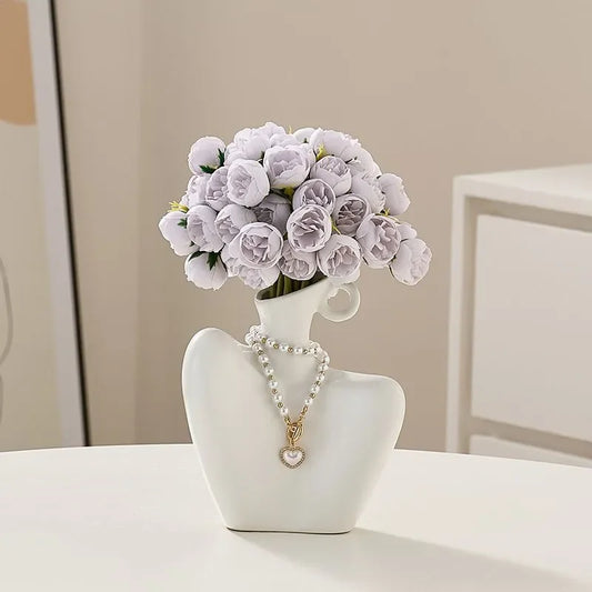 Human Vase Living Room Flower Arrangement Container Ceramic Flower Pot Home Decoration