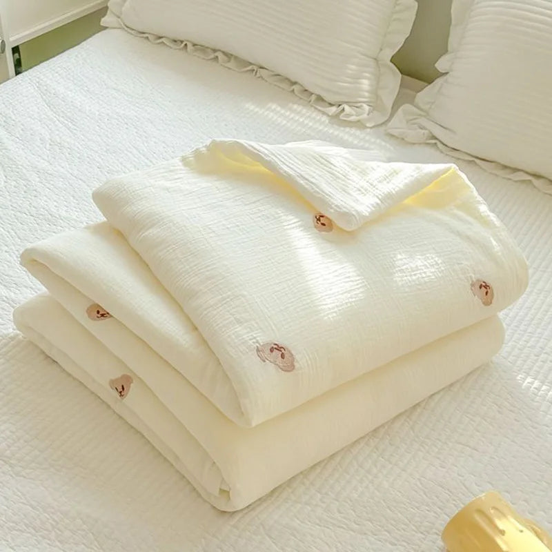 Super Soft Double Layer Yarn Summer Blanket Skin-friendly Breathable Lightweight Duvet