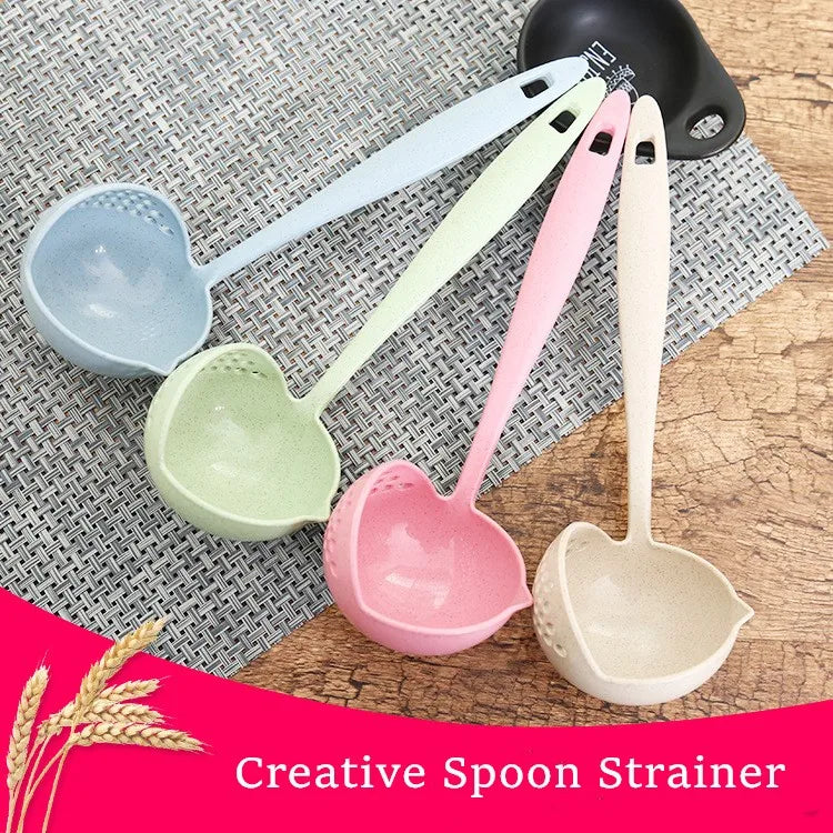 2 In 1 Soup Spoon Long Handle Spoon Creative Spoon Strainer Spoon Cooking Tools - Hiron Store