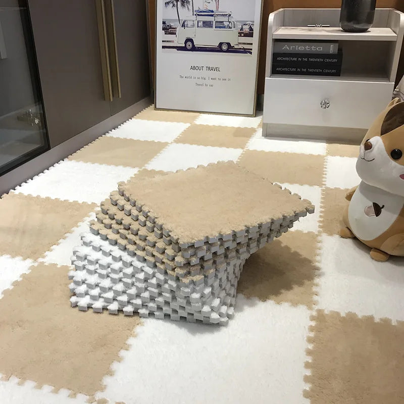 Soft Plush Children's Mat Baby Play Mat  Eva Foam Puzzle Carpet for  Children's Room Keep Warm Playmat 30*30*1CM