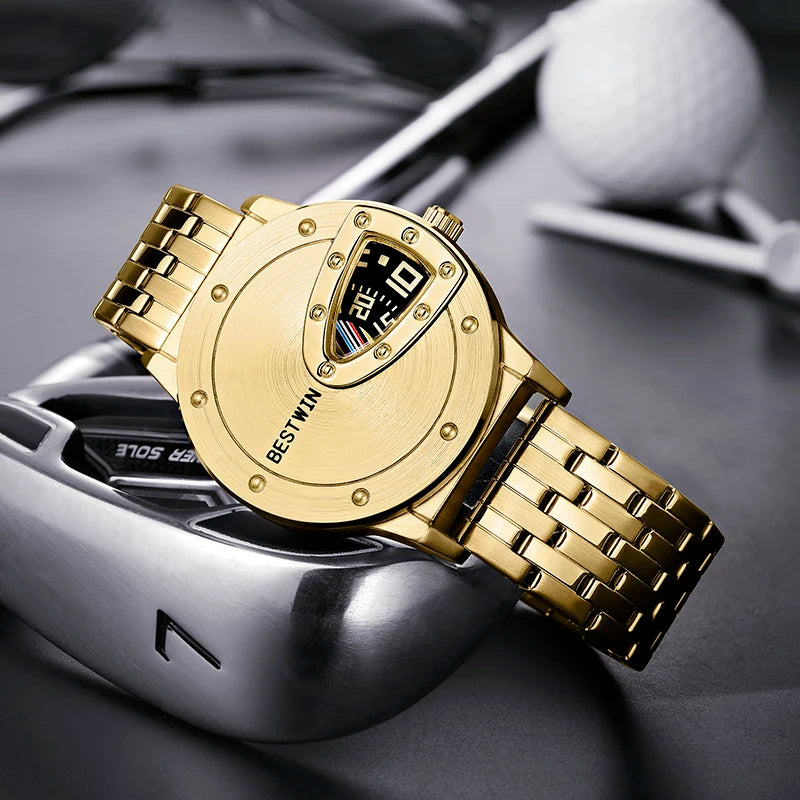 Luxury Men's Wrist Watch Stainless Steel Technology Fashion Quartz Watch For Men