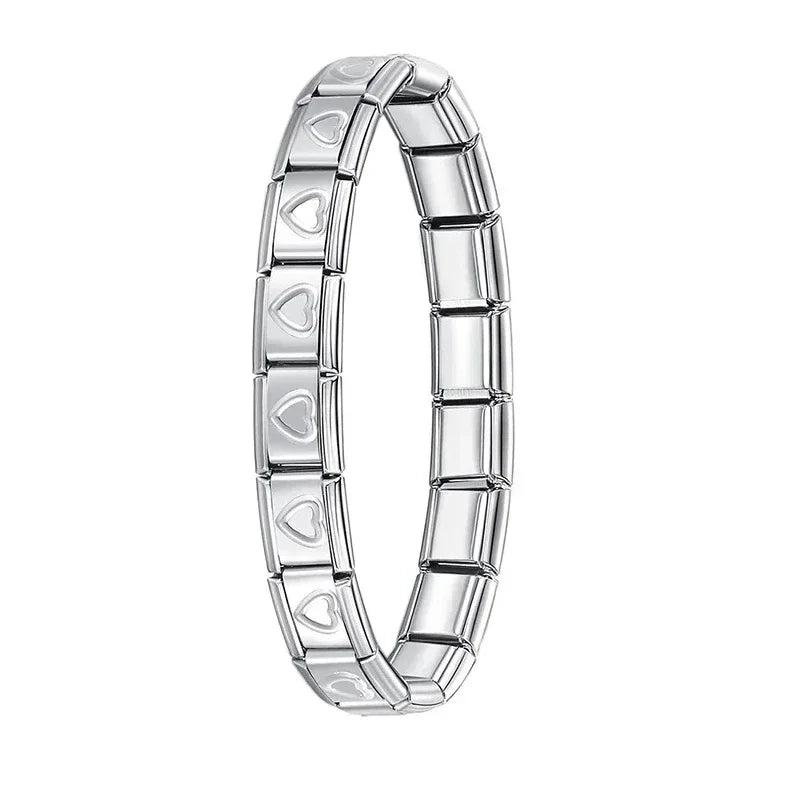 Hapiship New Women's Jewelry 9mm Width Itanlian Elastic Charm  Bracelet Fashion Stainless Steel Bangle