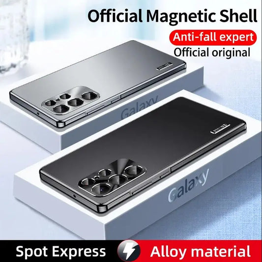 Metal Magnetic Shell For Samsung Galaxy S24 S23 S22 S21 Ultra Case Built in Lens Protection Titanium Alloy Ultrathin Back Cover