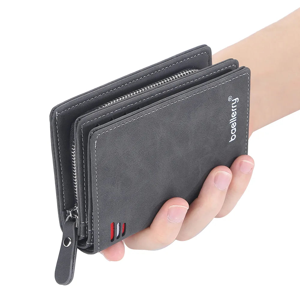 Leather Men Wallets High Quality Zipper Wallet Hipster Credit Card Holders Coin Purses