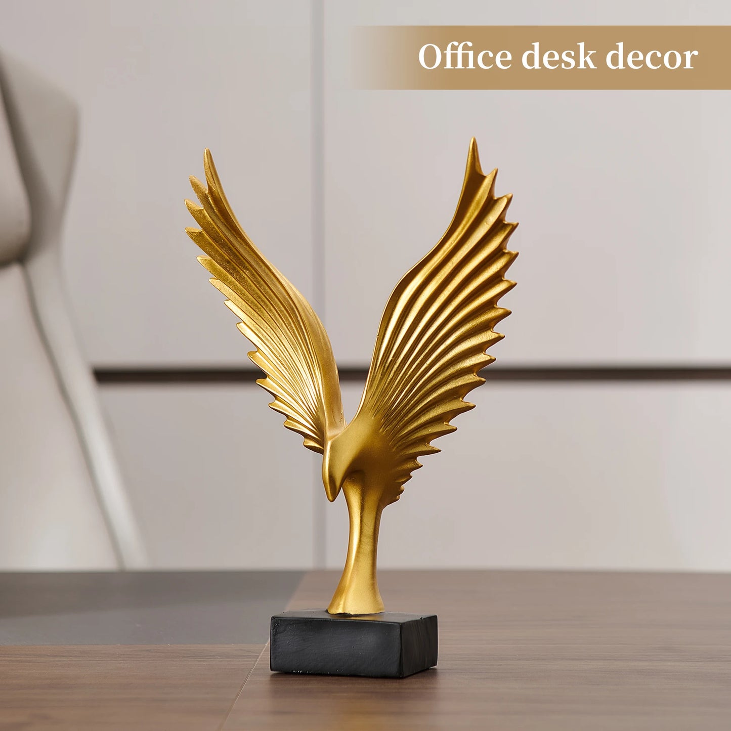 Resin Goldern Wings Statuette Modern Home Office  Decorations  Ornaments Artistic Crafts