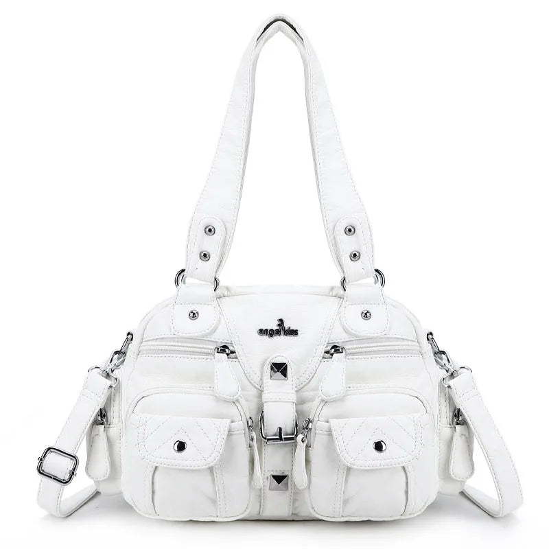 Angelkiss Women Handbags Satchel, Top-handle Handbag PU Shoulder Bag, Dumpling Pack Phone Money Bag