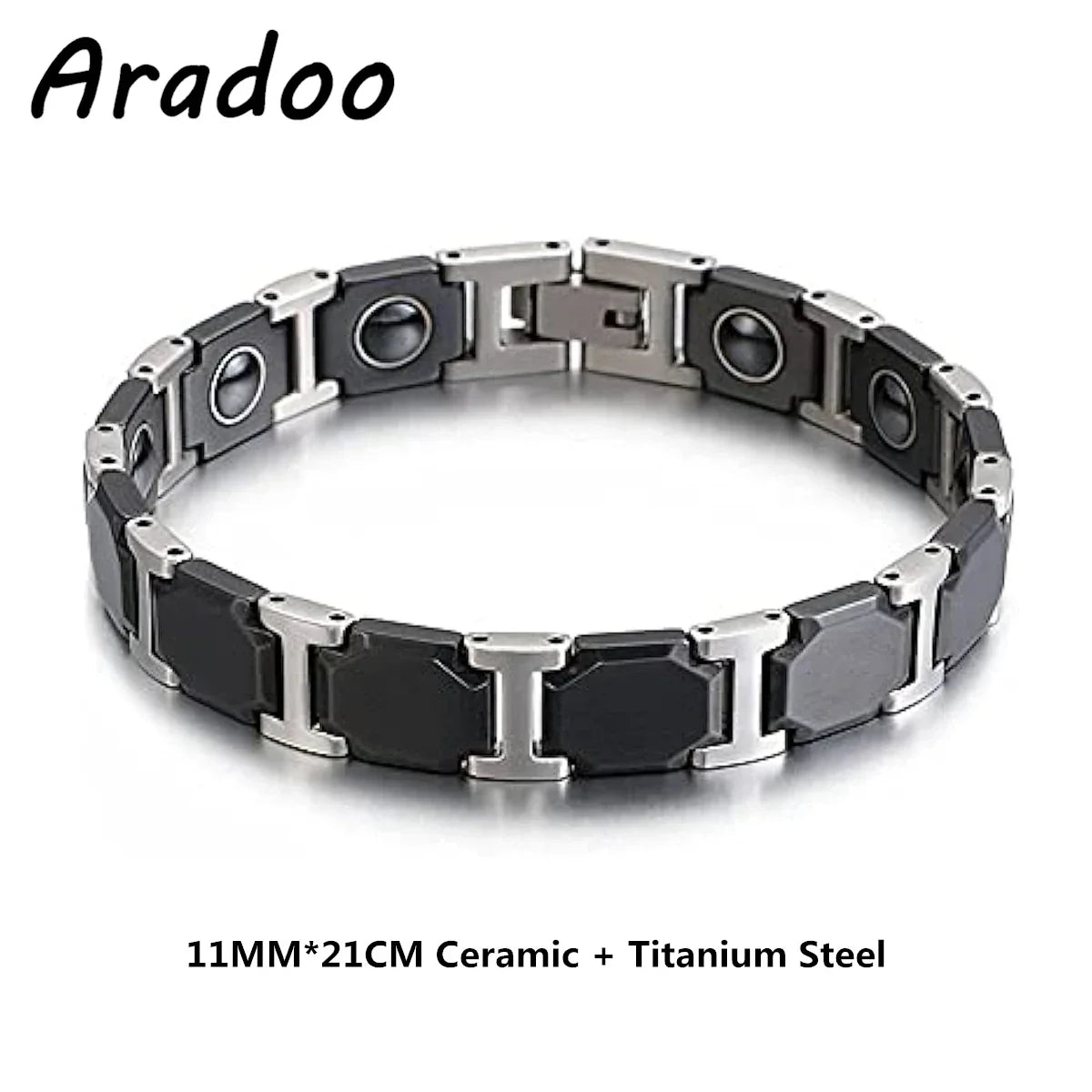 Blue Ceramic Titanium Steel Bracelets Hematite Magnetic Strap Buckle Design Power Wristband for Women Men