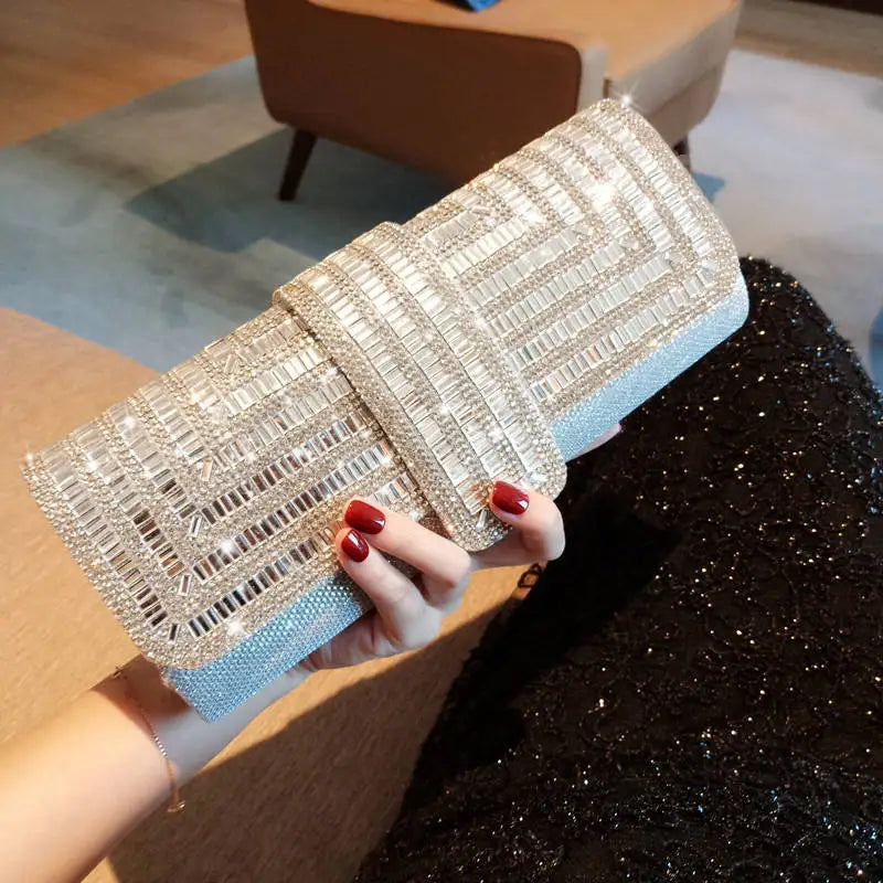 Factory Direct Sales Stick Diamond Three Discount Dinner Bag Hand Armpit Chain Wedding Party Crystal Evening Clutch Bag - Hiron Store