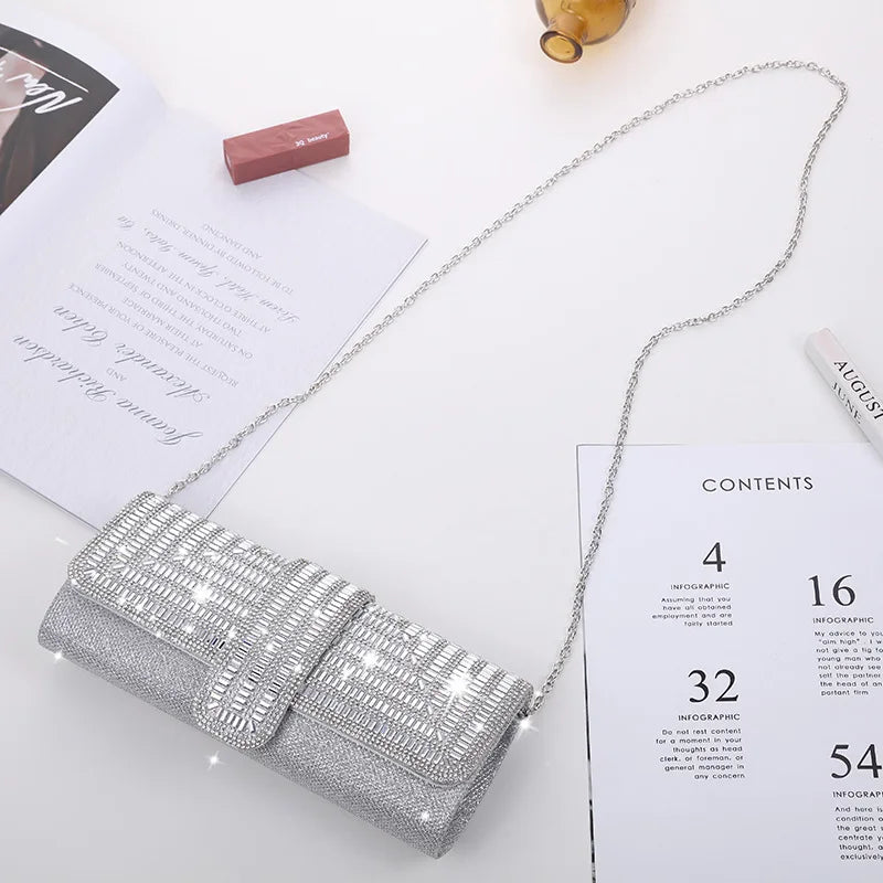 Factory Direct Sales Stick Diamond Three Discount Dinner Bag Hand Armpit Chain Wedding Party Crystal Evening Clutch Bag - Hiron Store