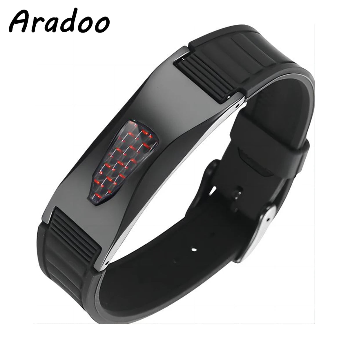 Silicone Carbon Fiber Power Wristband Balance Bracelets for Men Women 7-in-1 Magnetic Sports Bracelet