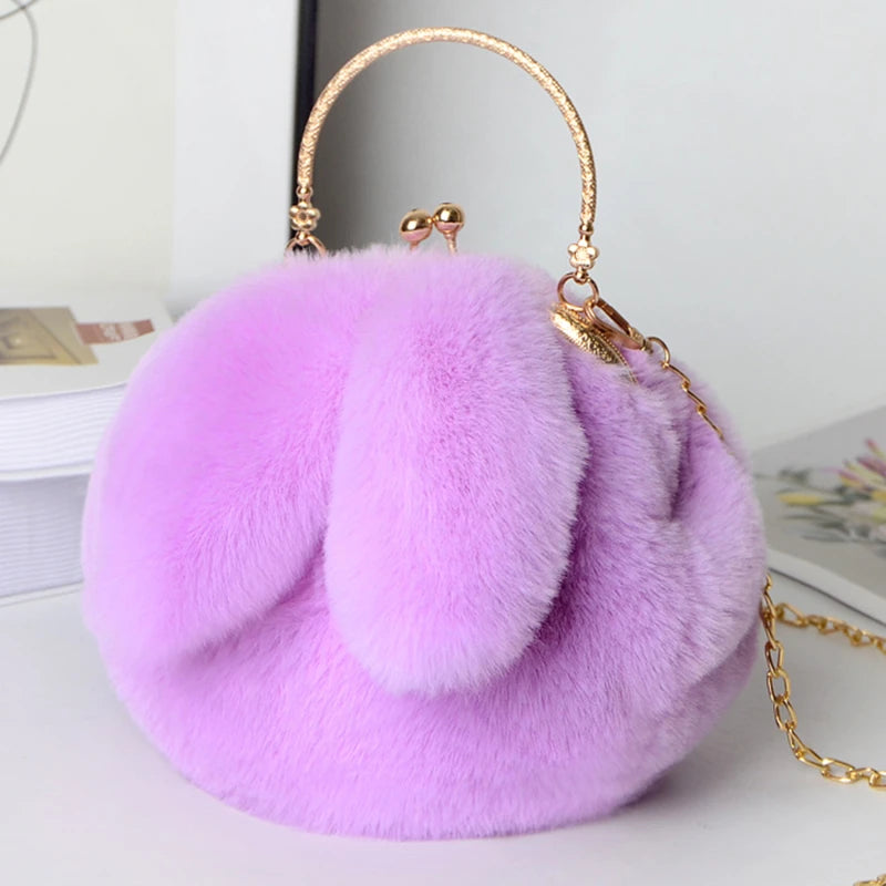 Cute Plush Rabbit Crossbody Bags for Women Korean Version Cute Purses and Handbags Girls New Rabbit Ear Shoulder Messenger Bag - Hiron Store