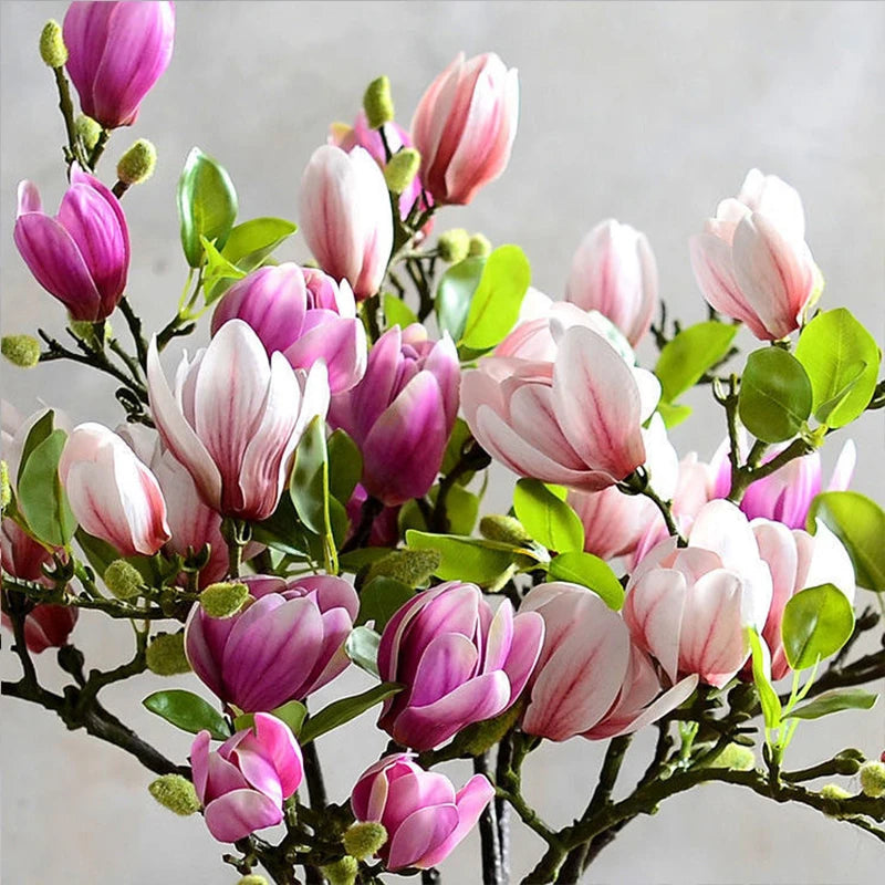 Artificial Flowers Simulation Magnolia Branch For Home Living Room Decoration Silk Flower Bouquet Table Wedding Party Decor - Hiron Store