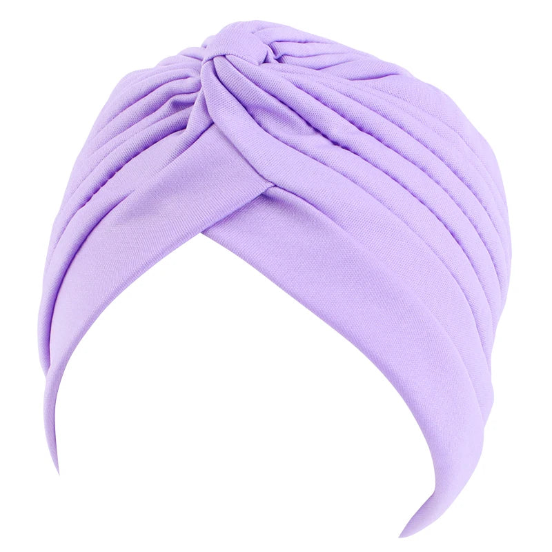 New Flower Decoration Turban, Solid Color Women's Head Wrap, Fashion Headwear, Bandana Cap