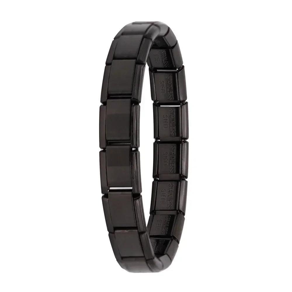 Hapiship New Women's Jewelry 9mm Width Itanlian Elastic Charm  Bracelet Fashion Stainless Steel Bangle