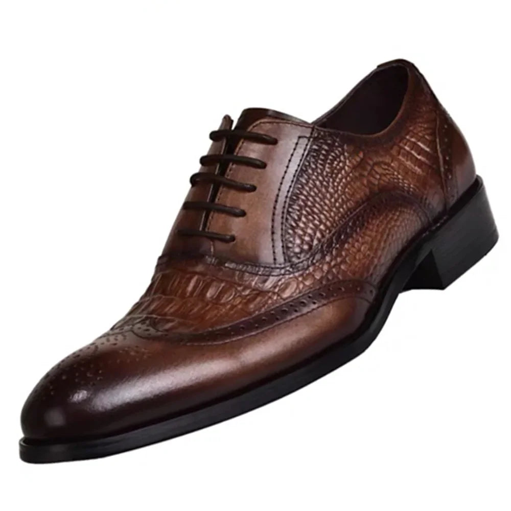 Men casual shoes Brock Oxford retro crocodile leather