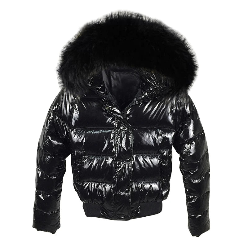 Fake Fur Coat Waterproof, Autumn Winter  Glossy, Female Outerwear Fashion  Black Short Coats, Women's Jacket