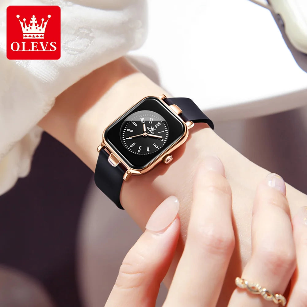 OLEVS Women's Watches Simple Elegant Quartz Wristwatch Original Waterproof Silicone Strap Luminous Hands Trend Fashion Style - Hiron Store