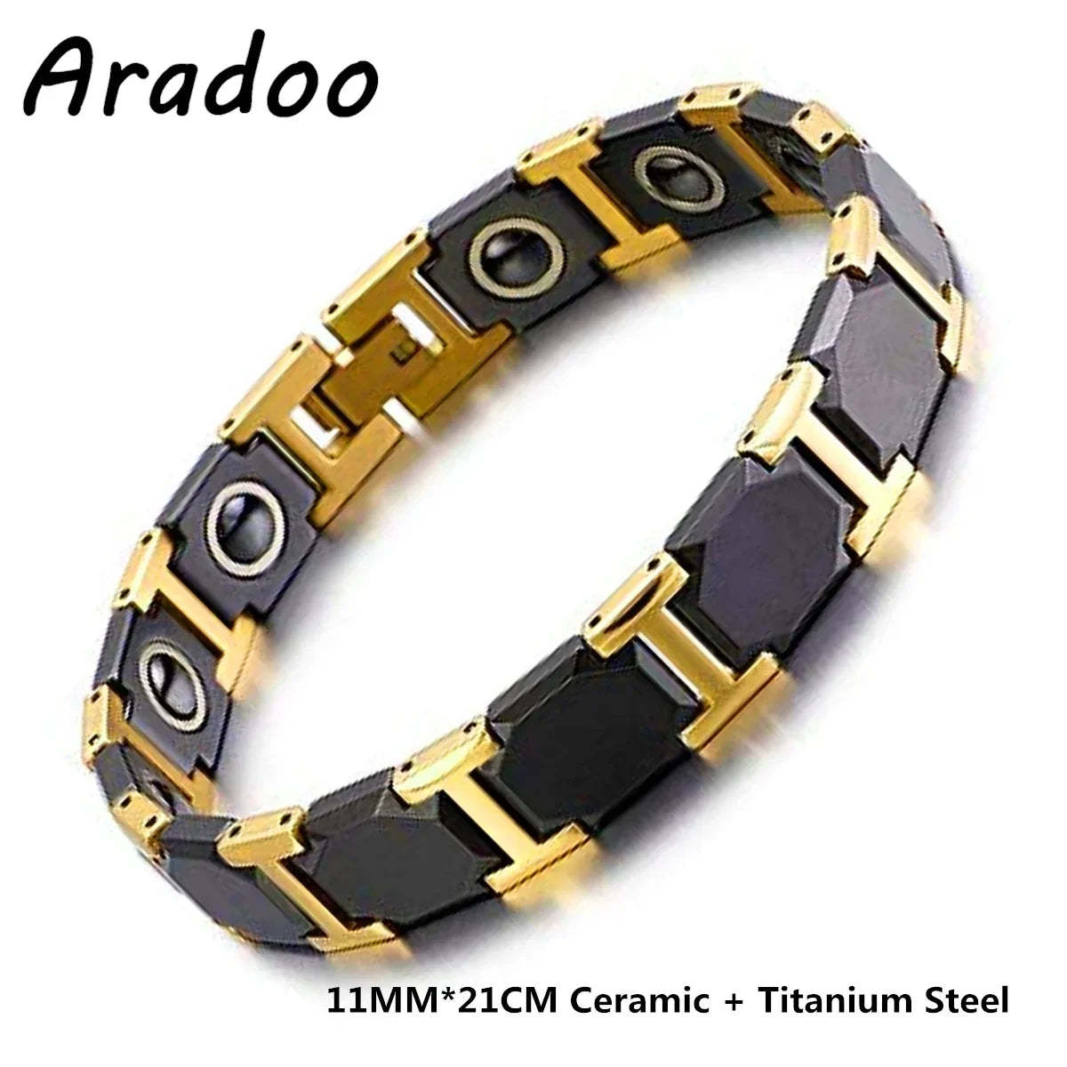 Ceramic Titanium Steel Bracelet Hematite Magnetic Stainless Steel Adjustable Bracelets - Hiron Store