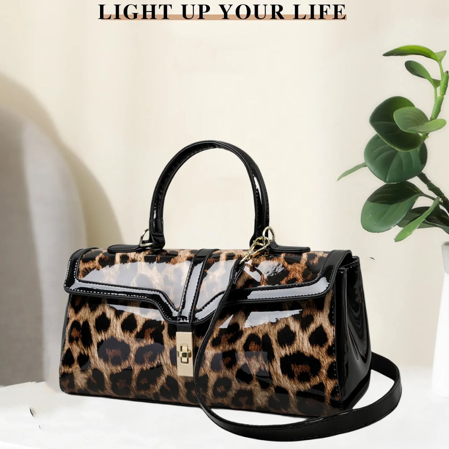 Luxury Leather Handbag Leopard Print Women Shoulder Hand Bags