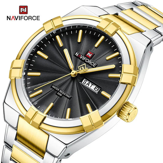 NAVIFORCE Fashion Design Original Quartz Watches for Men Luxury Waterproof Stainless Steel Casual Wristwatch