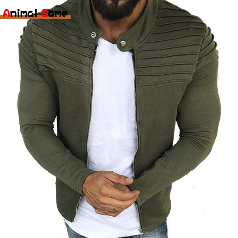 Men's Collar Black Lightweight Sweatshirts Full Zip Long Sleeve Tops with Pocket Autumn Winter Jacket