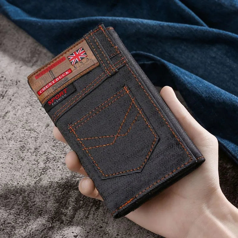 Vintage Men Wallet Coin Bag Long Style Purse Denim Cloth Wallets