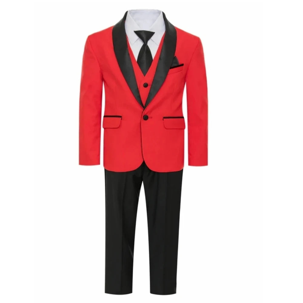 Stylish Slim Fit Boy's Suit Set 3 Pieces Blazer Vest And Pants Kids Outfit