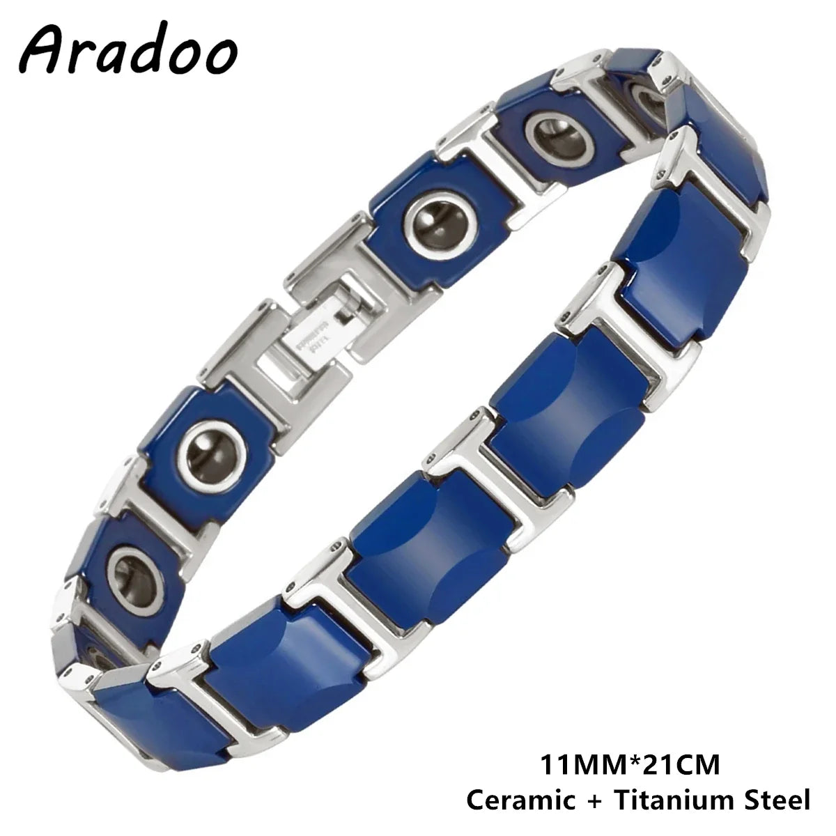 Blue Ceramic Titanium Steel Bracelets Hematite Magnetic Strap Buckle Design Power Wristband for Women Men