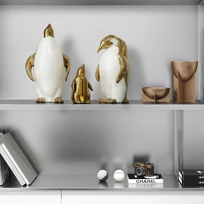 Ceramic Penguin Statue,Creative Ornament, Entrance Living Room, Bedroom, Office, Animal Sculpture Crafts, Home Decoration