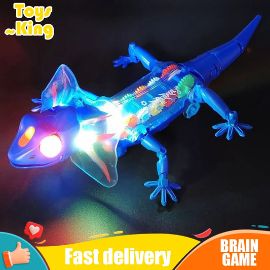 Walking Lizard Model Robotic Toys with Sounds Lights Crawling Removable Tail Funny Animal Electric Toy