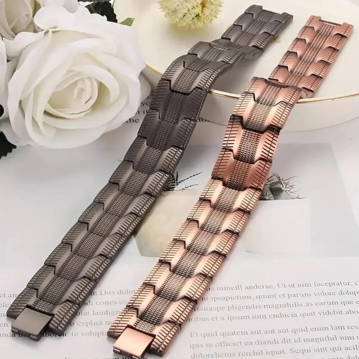 Pure Copper Bracelet for Men Magnetic Vintage Bracelets Wristband Adjustable Jewellery Gift with Sizing Tool